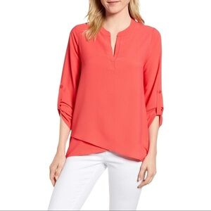❤️GIBSON ERIN CROSS‎ FRONT ROLL TAB TUNIC TOP